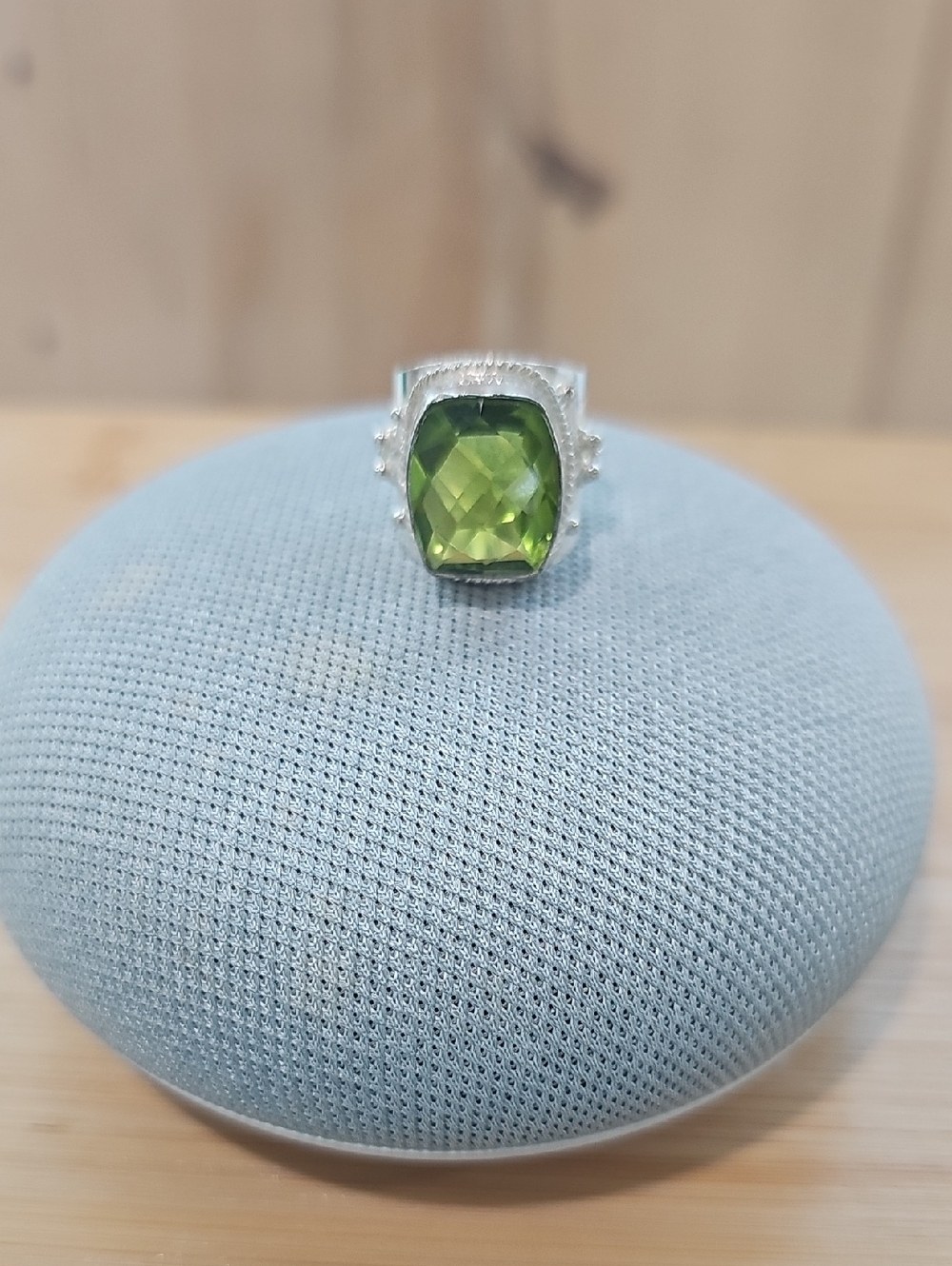 Green Gemstone Statement Ring - Sterling Silver